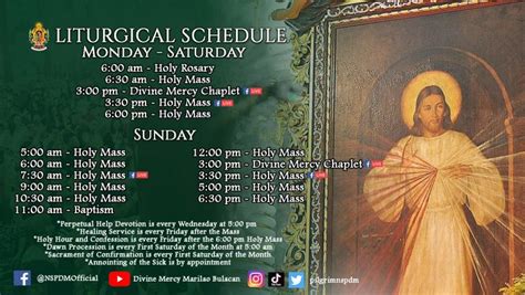 Archdiocesan Shrine of the Divine Mercy mass schedule 2024.